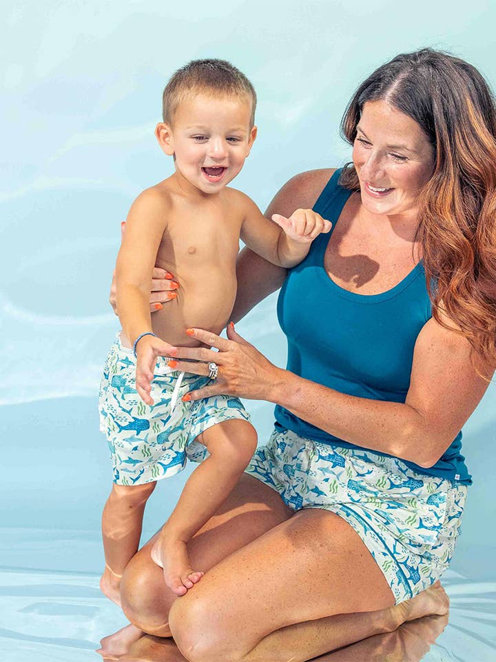 Blå/Multi Shark Friends Bambus Pyjamashorts til kvinder for engroshandel på Faire4