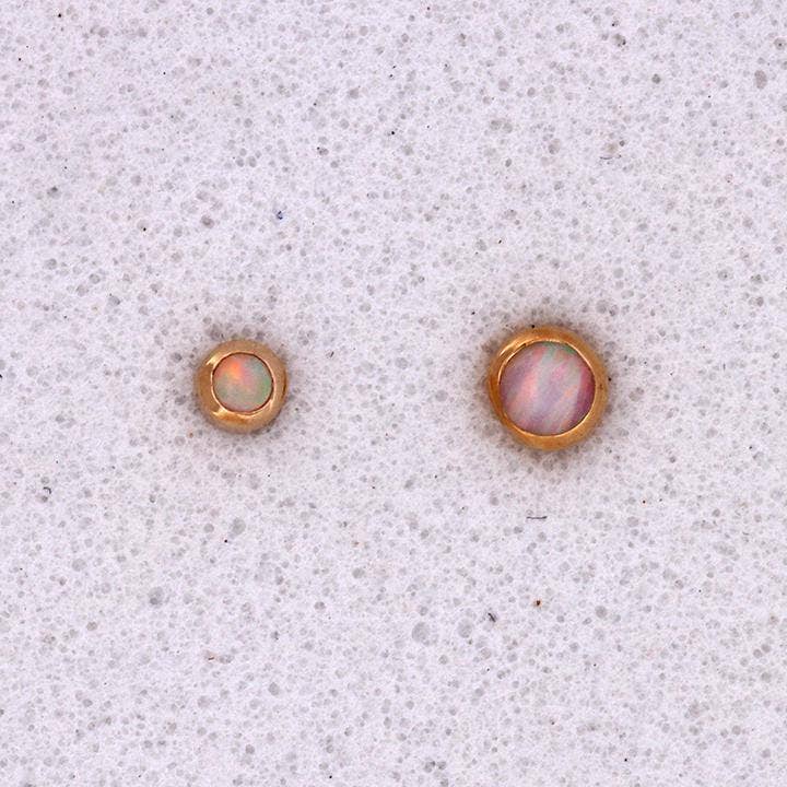 JTW - Wholesale Stud/Post Earrings - Bezel Set Cabochons 14K Threadless End0