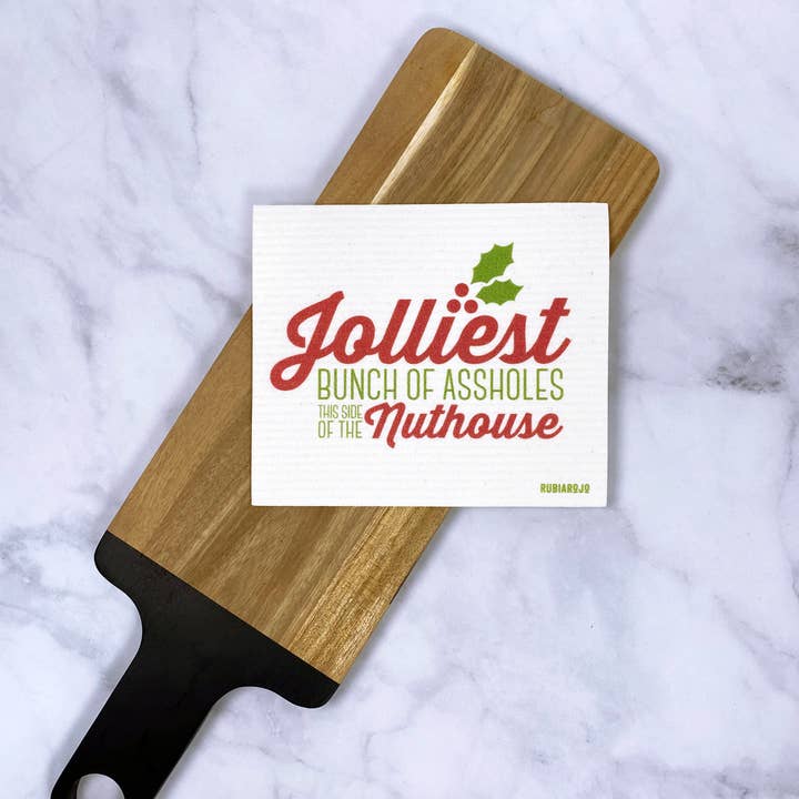 RubiaRojo - Wholesale Dishcloth - Jolliest Bunch of Assholes Holiday Swedish dishcloth2