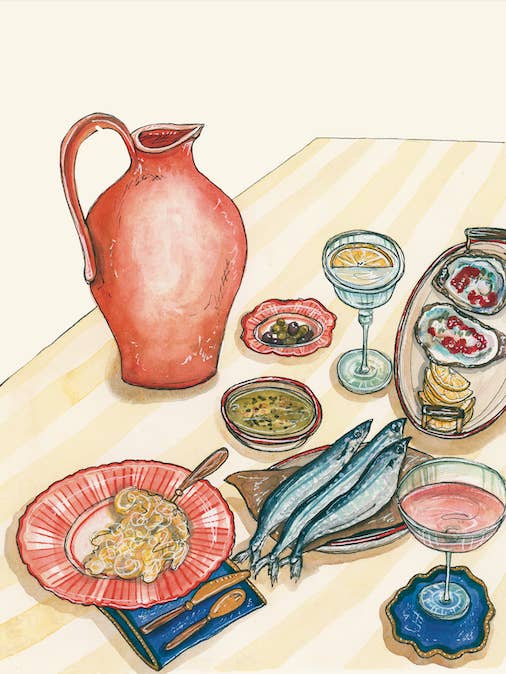 De la Mer Table Setting Art Print for wholesale by artxnikki