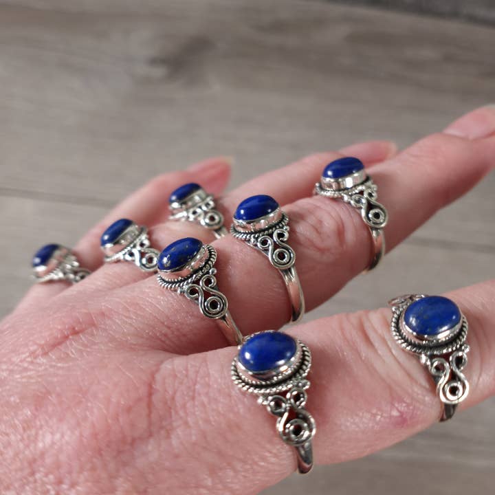 Keystone Crystals – wholesale Cocktail/statement ring – Gemstone Sterling Silver Ring Old School Boho Style