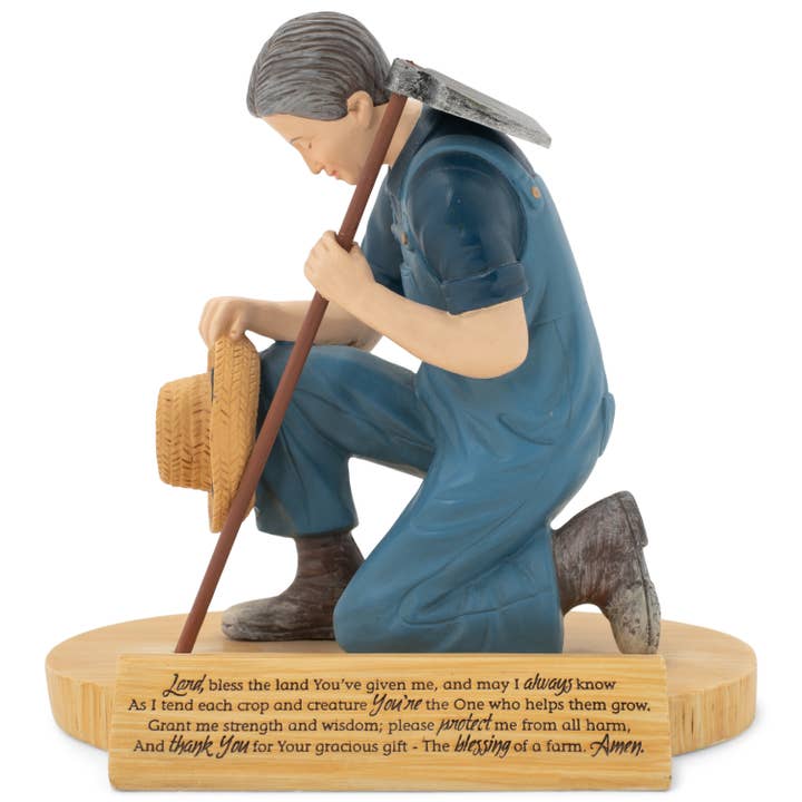 Praying Farmer Figurine for wholesale by EAST AVENUE
