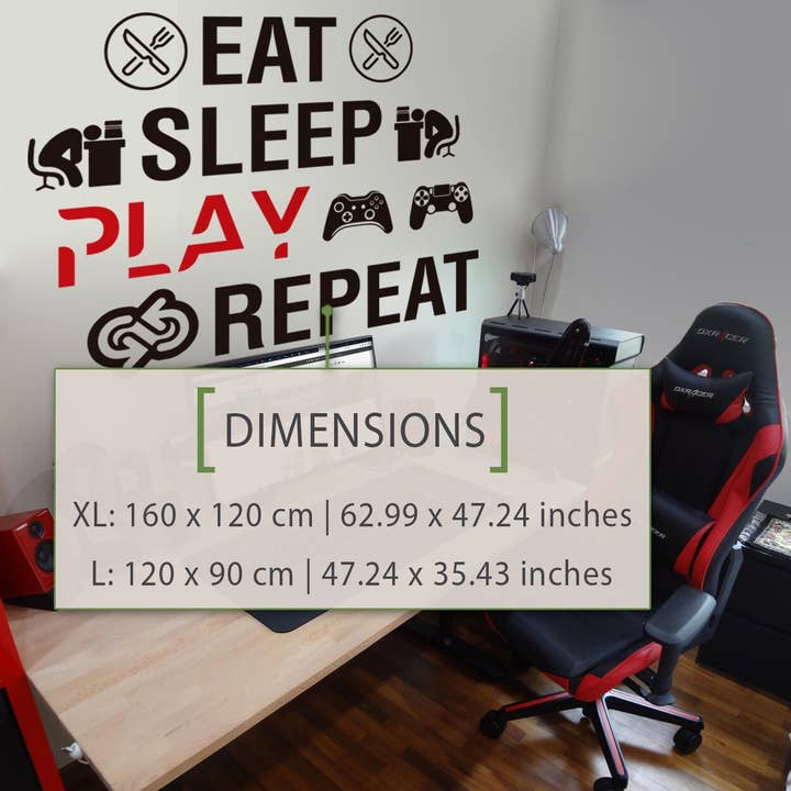 Eat Sleep Play Repeat - Muursticker voor gamers voor wholesale door KUARKI