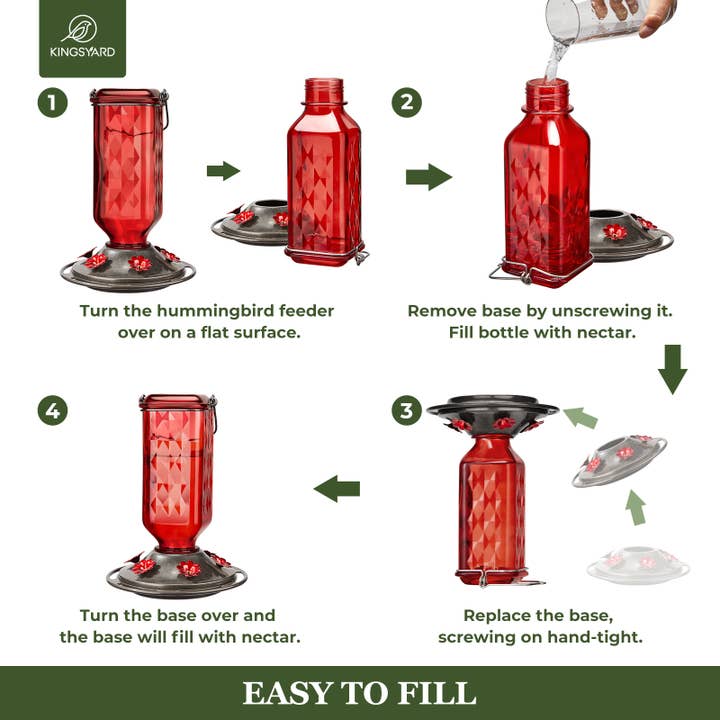 Kingsyard - Wholesale Bird Feeder - Kingsyard Glass Hummingbird Feeders for Outdoor Hanging