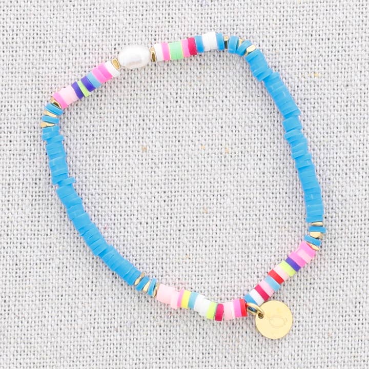 Bracciale elastico, acciaio, perle di fimo, perla coltivata per la vendita all'ingrosso da parte di Sonata