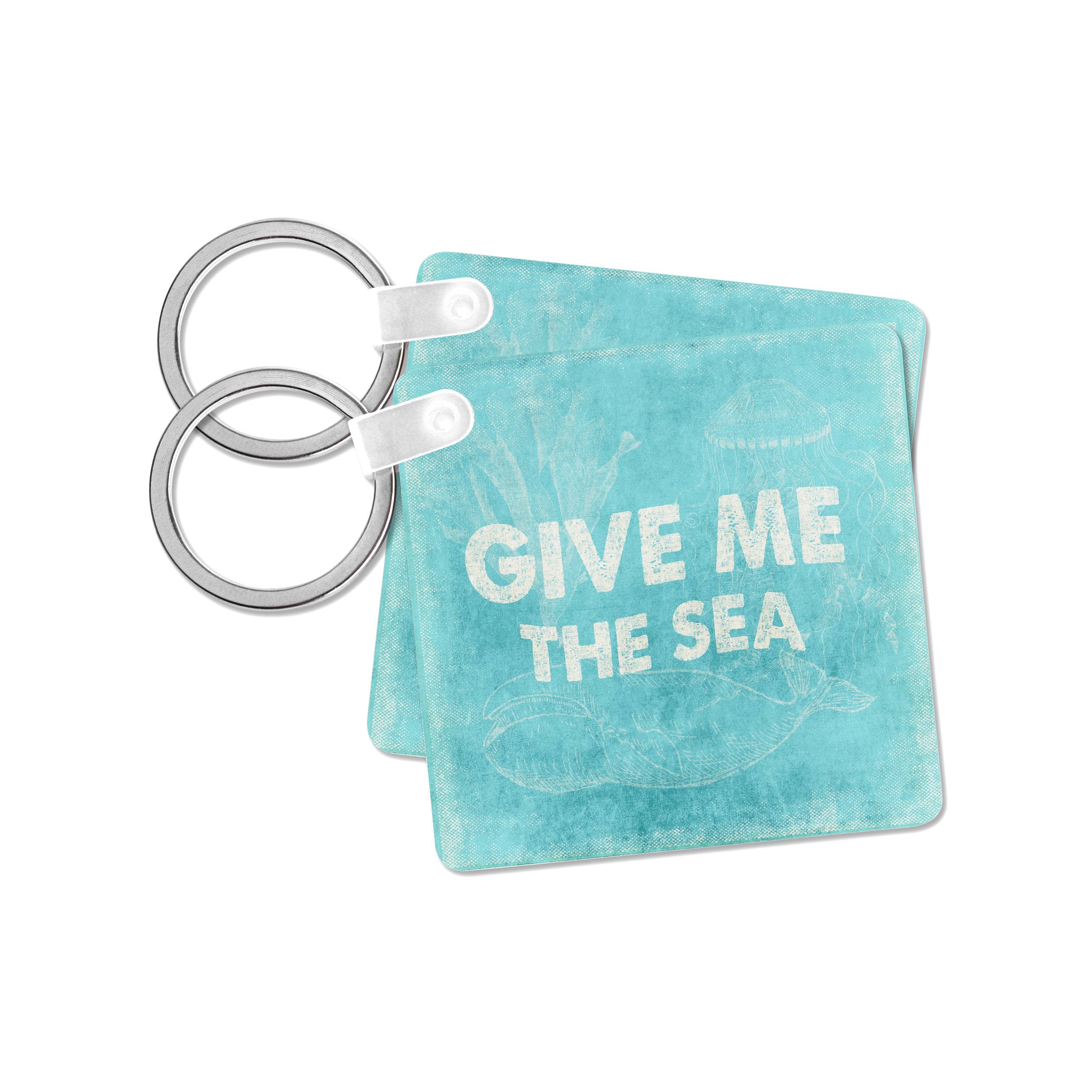 3dRose – Großhandel Schlüsselanhänger – Unisex – 3dRose, Gib mir das Meer - Maritimes Ozeanzitat in Aqua, Schlüsselanhänger7