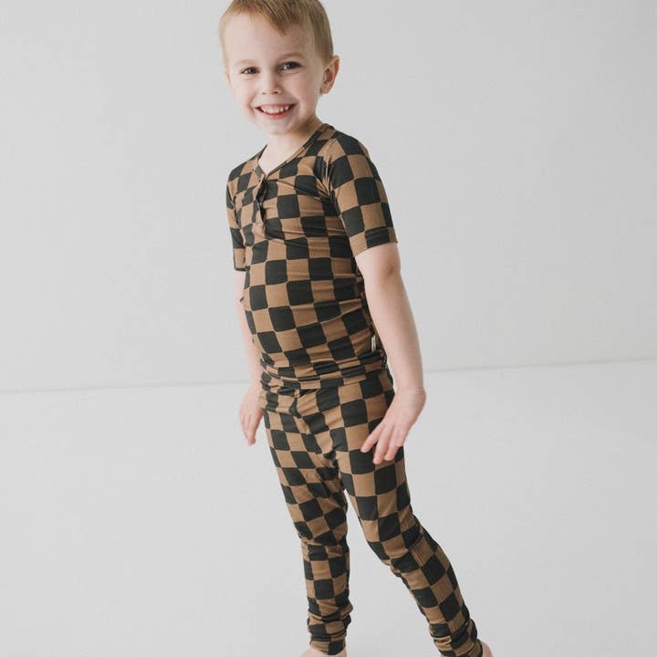 Ink & Earth Checkerboard 2pc Pajama Set for wholesale by Ellie Sue