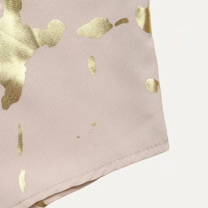 Light Khaki Metallic Gold Pattern Collared Butto-Up Shirt for wholesale on Faire5