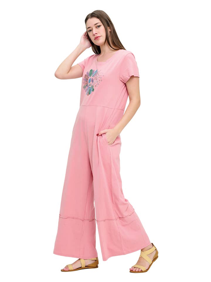 Yak & Yeti - Wholesale Jumpsuit - Women's - Jumpsuit Peace Flower Print4