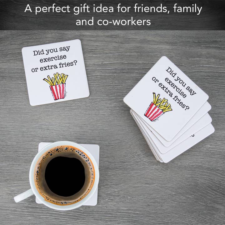 CounterArt/Highland Home/Thirstystone/CoasterStone - Wholesale Coasters - "Extra Fries" Cork Back Paper Bar Coasters2