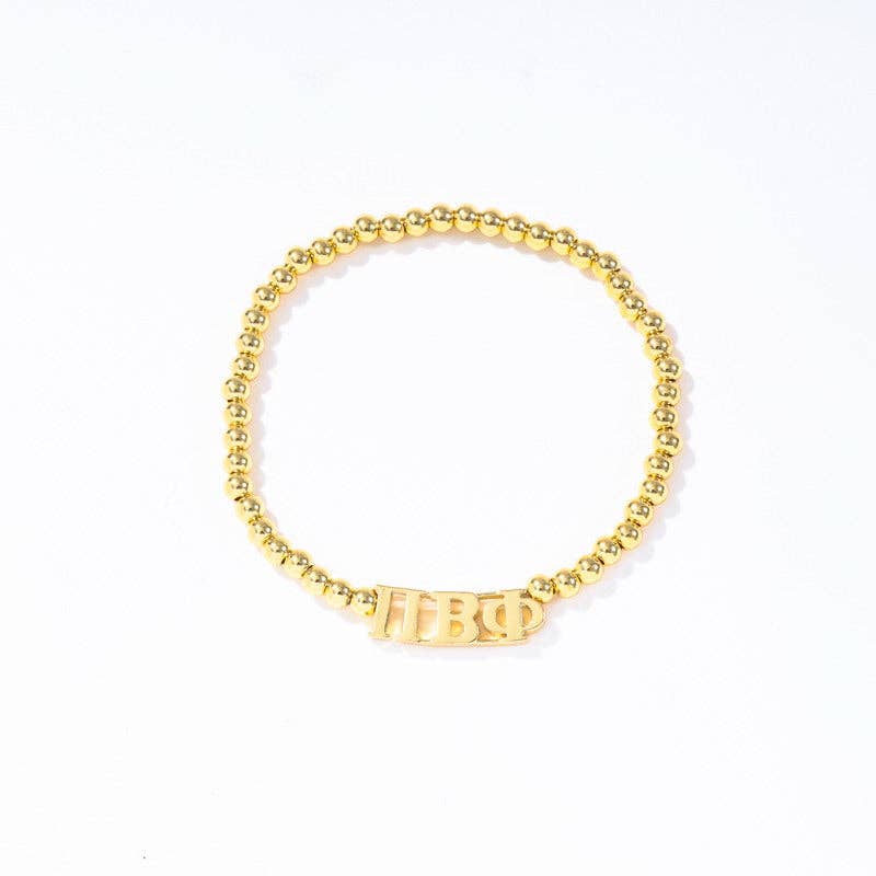 Color Shout - Wholesale Beaded Bracelet - B211 - Sorority: Gold Beaded Bracelet with Greek Letters on Stretch Cord10