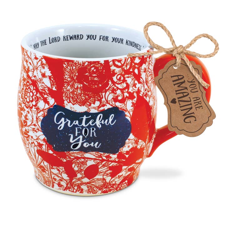 👀 LCP Grateful For you Red Marble 13oz Coffee Mug for wholesale by Cottage Garden
