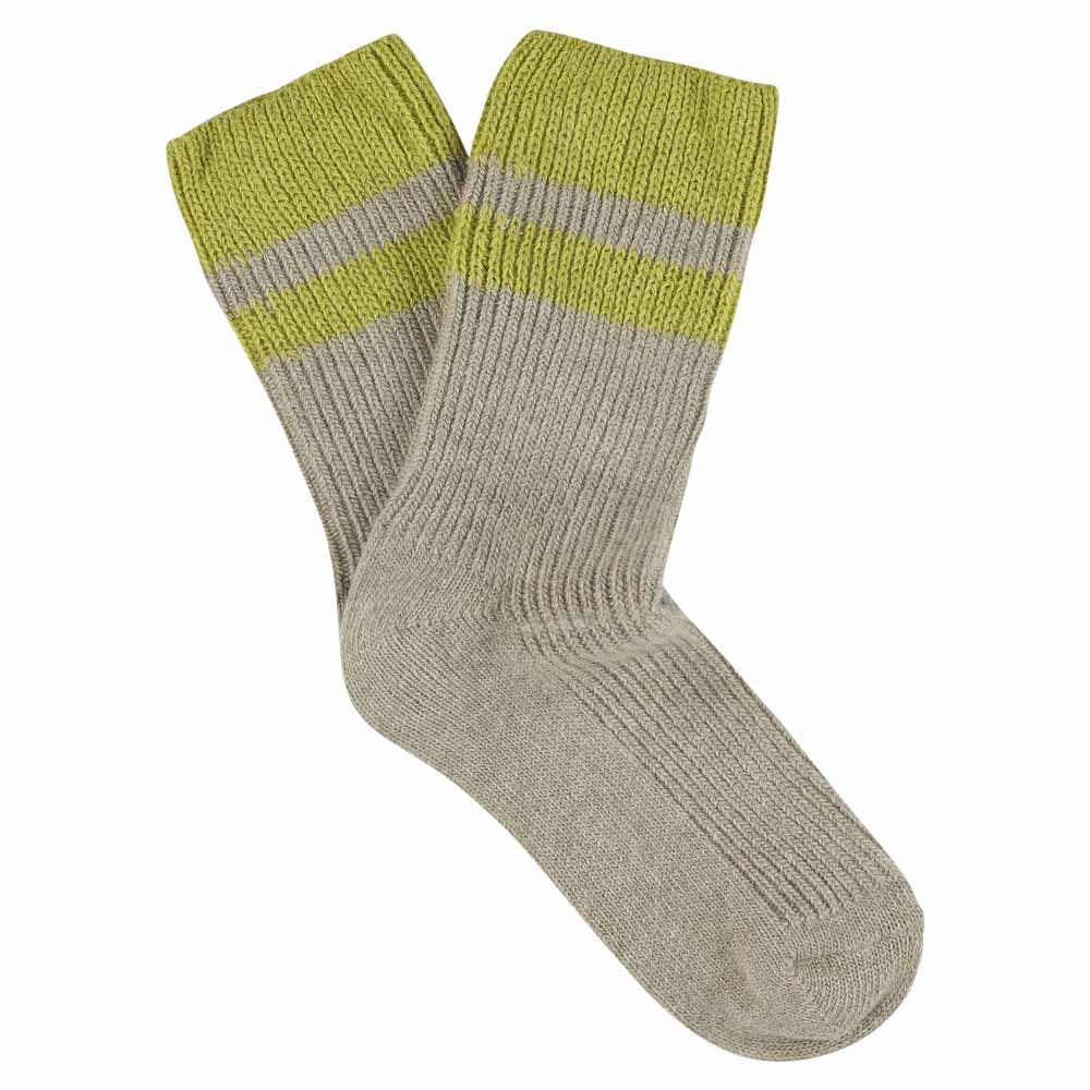ESCUYER - Wholesale Socks - Women's - Women Cashmere Stripes Socks - Beige / Green