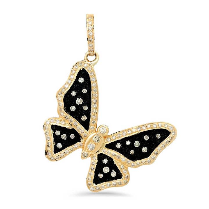 FLARE BUTTERFLY DIAMOND PENDANT, GOLD for wholesale by JEN HANSEN