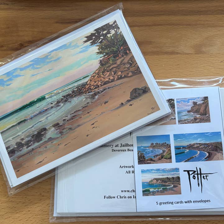 Notecards - Santa Barbara Area Surf Spots - 5 pack for wholesale by Chris Potter Art