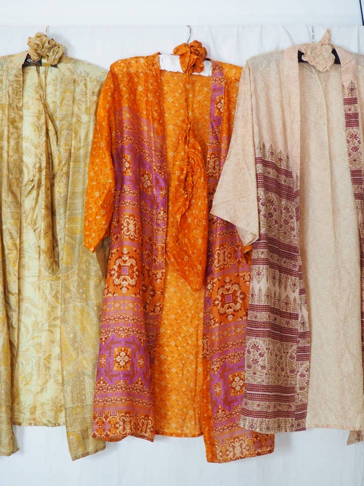 Vagabond Ibiza - Wholesale Kimono - Women's - The Kardash Kimono Mid-Length – Upcycled Vintage Sari Kimono26