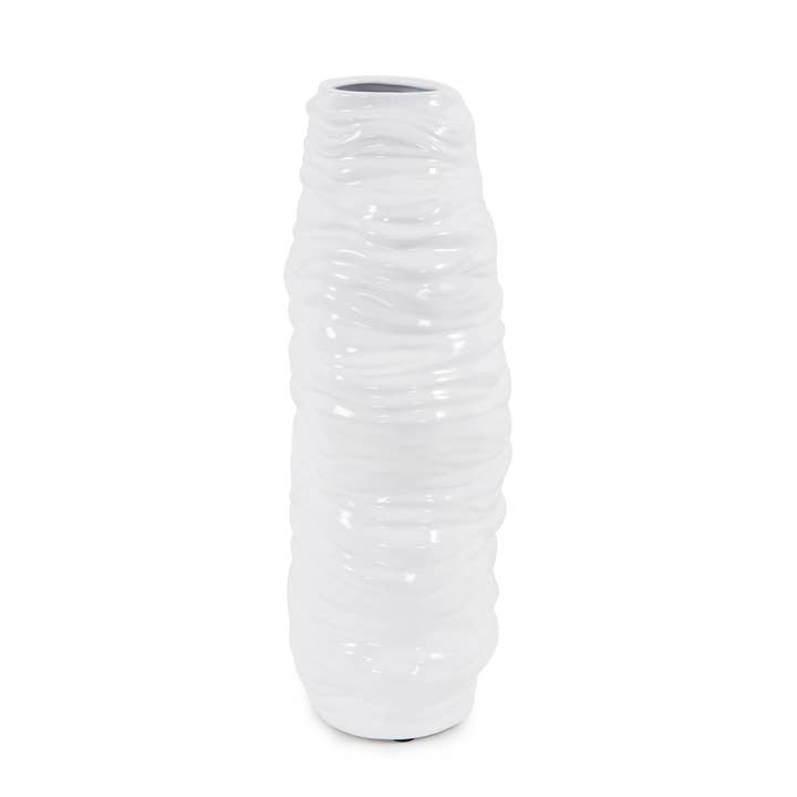 The Ebb Vase in Glossy White Ceramic, Tall for wholesale by Howard Elliott on Faire