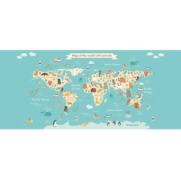 Tapete de vinil infantil Mapa Animais por atacado de Pinted