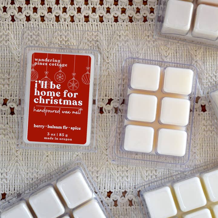 I'll be home for Christmas Wax Melts Clamshell - 3 oz for wholesale by Wandering Pines Cottage