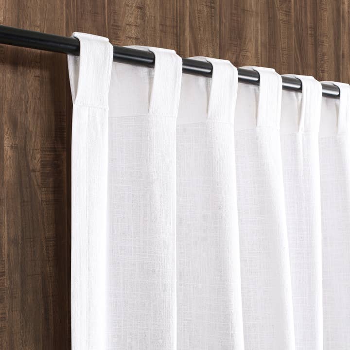 Khadi Textured White Cotton Curtains - Set of 2, 50x96" for wholesale on Faire