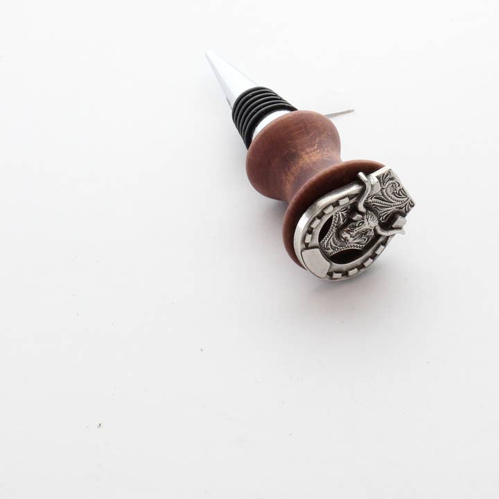 HHH Designs - Wholesale Wine Stopper - Wood & Metal Wine Stopper - Long Horn Design