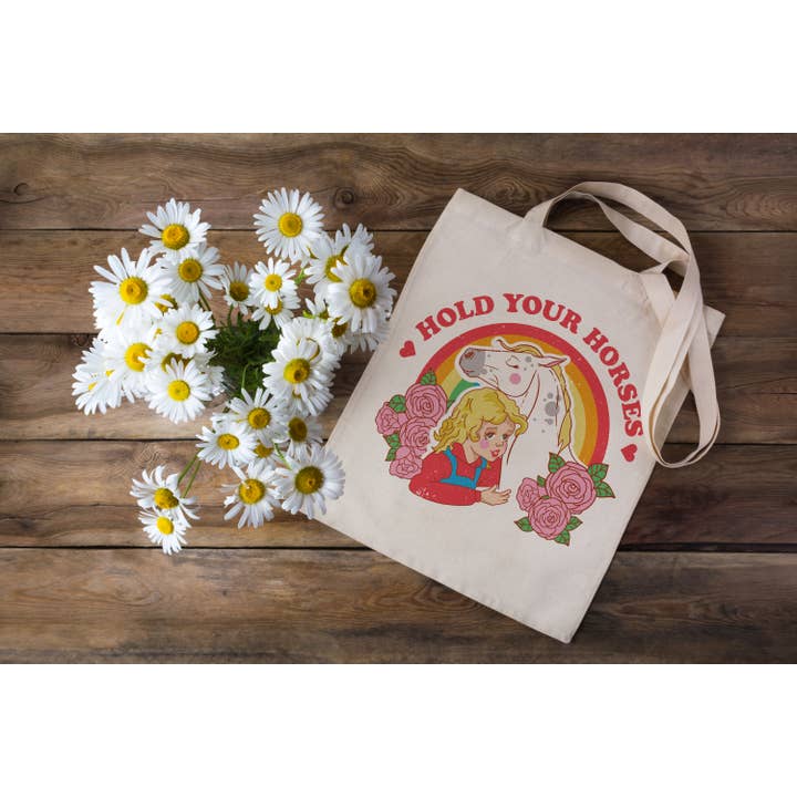 Hold Your Horses Canvas Tote Bag for wholesale by femfetti