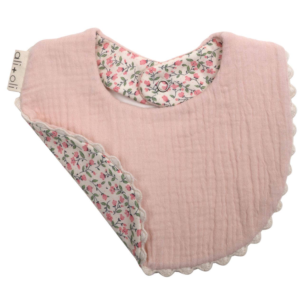 Ali+Oli - Wholesale Baby Bib - Baby - Muslin Cotton Baby Bib Double Sided (Pink/Flowers)1