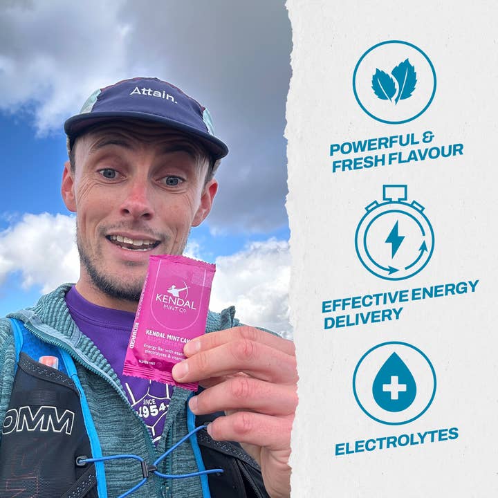 Kendal Mint Co® – wholesale Snack bar – KMC NRG BAR Kendal Mint Cake Pocket-sized Energy Bar - Raspberry & Mint4