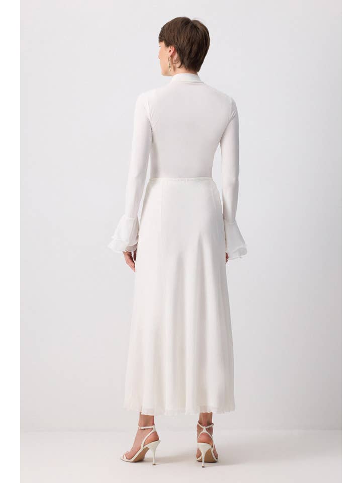 Cream ELEGANT CHIFFON A-LINE WITH ELASTIC WAIST for wholesale on Faire2