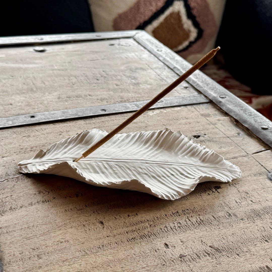 Anoq - Wholesale Incense Holder - Scent burner - White ceramic incense holder - White Leaf5