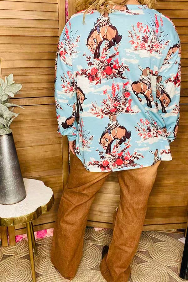 luluclothes - Wholesale Tunic - Women's - Wild west horse riding long sleeve women blouse XCH165973