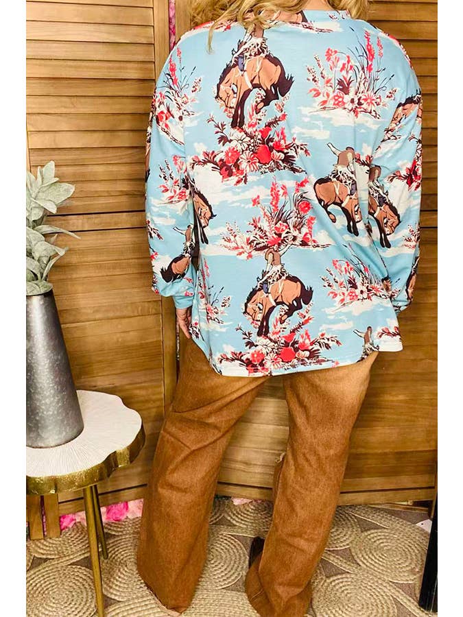 luluclothes - Wholesale Tunic - Women's - Wild west horse riding long sleeve women blouse XCH165973