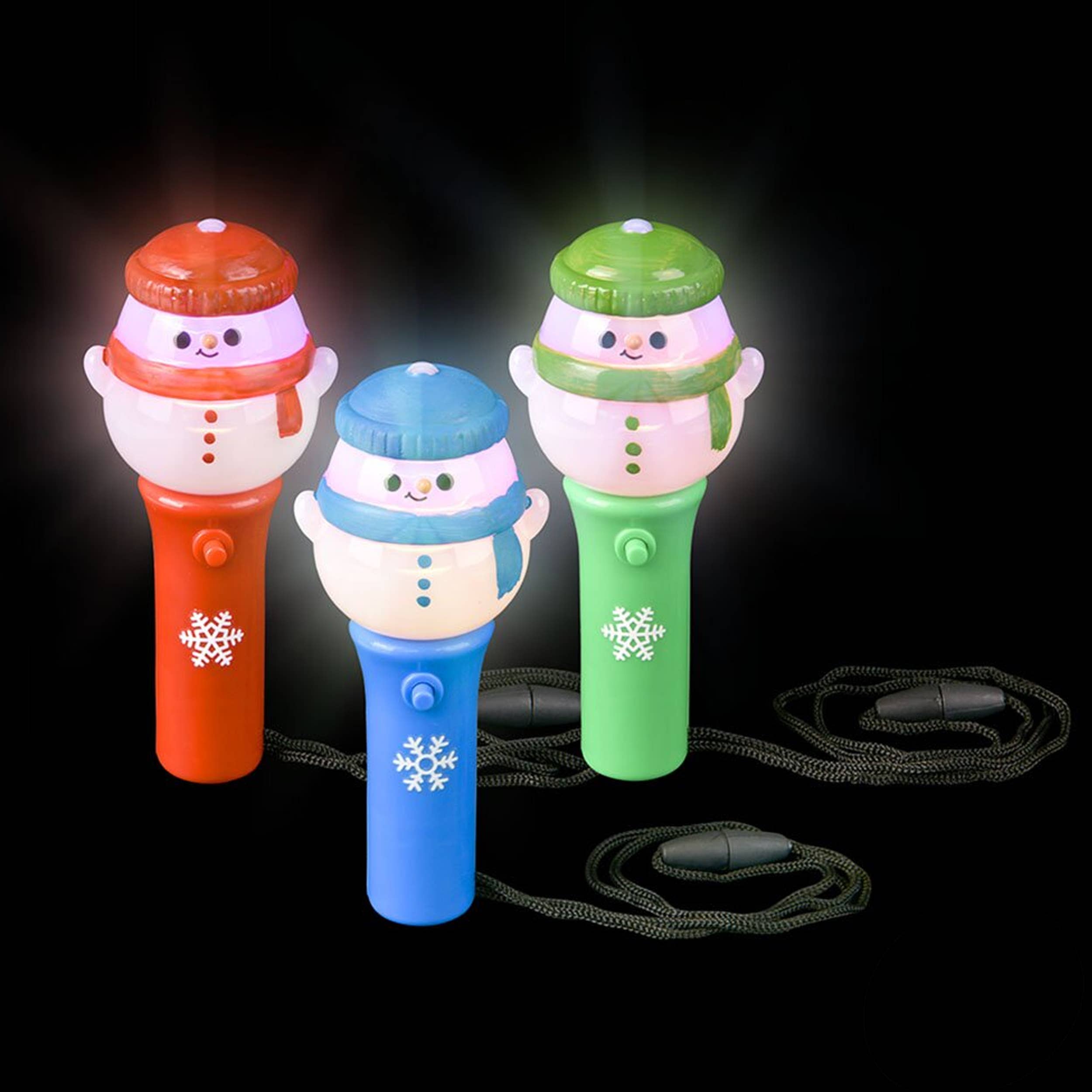 JSBlueRidge Toys – wholesale Light-up toy – Kids & baby – Light Up Snowman Spinning Wand Kids Necklace - Assorted1