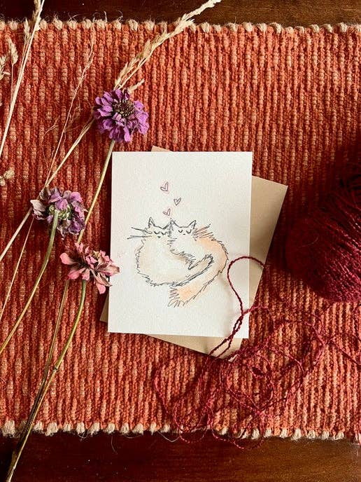 cutie cats letterpress greeting card for wholesale by melon r. studio