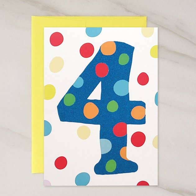 NUMBERS COLLECTION - 4 Year Old Blank Birthday Card for wholesale by Wholesalegreetingcards.co