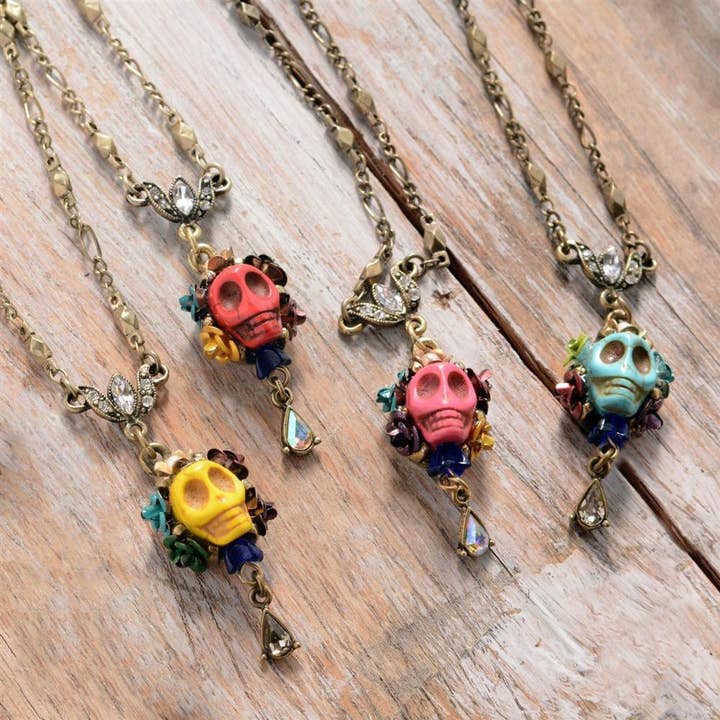 Skull and Crystal Teardrop Necklace OL_N241 for wholesale by Sweet Romance Jewelry