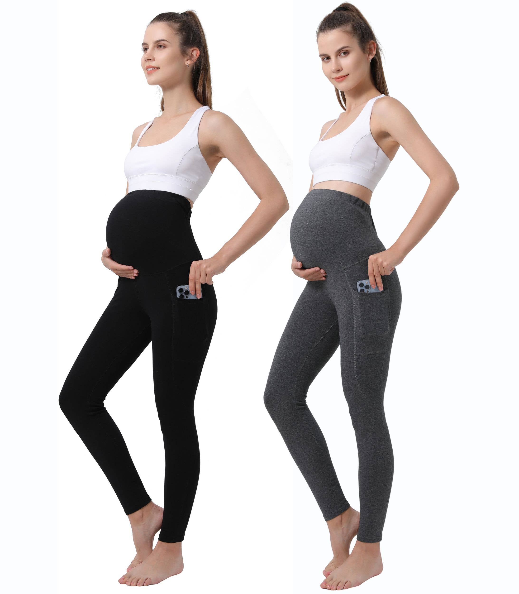 Alina Mae Maternity - Vendita all'ingrosso Leggings - Premaman - Pantaloni da Yoga Premaman con Tasche Collant Maternità (2PK)0