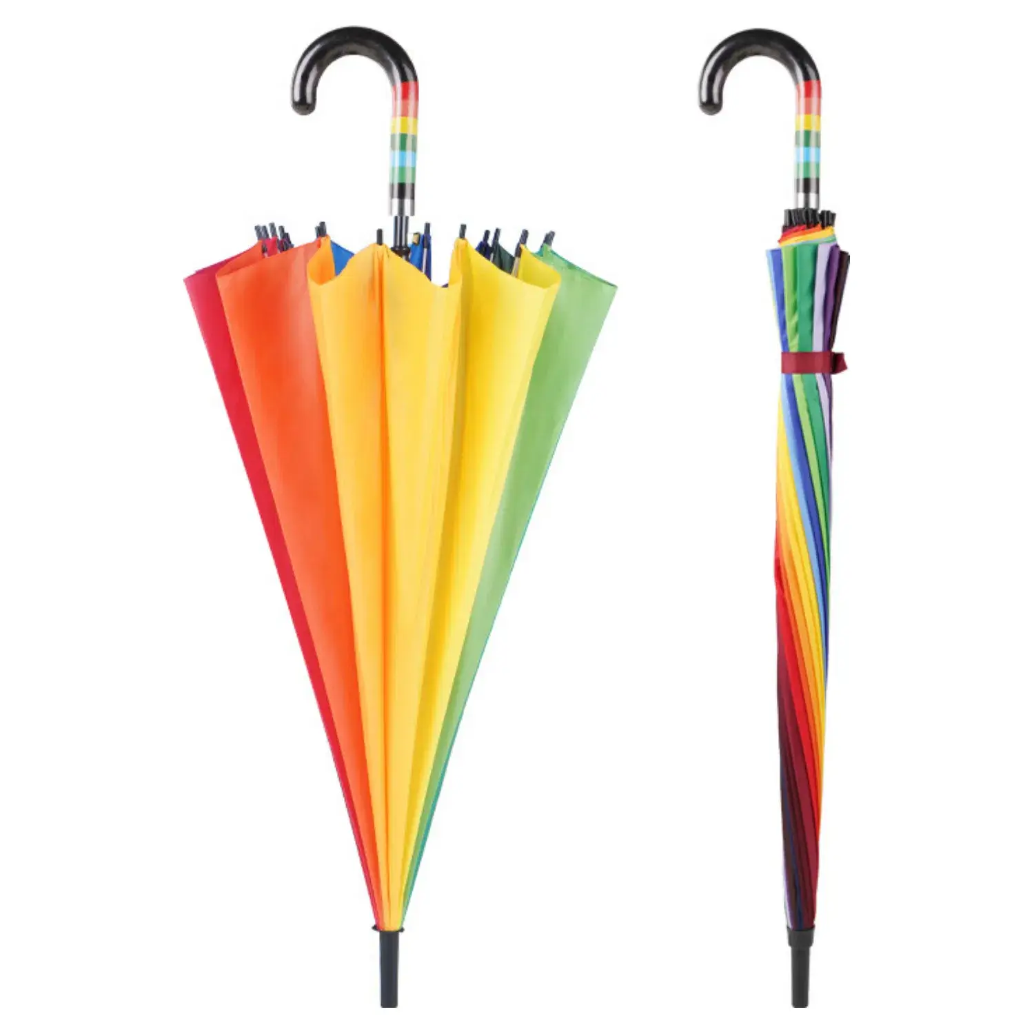 Superbia – wholesale Beach Umbrellas – Auto Open Large Long Stick 16 Ribs Long Rainbow Umbrella 1