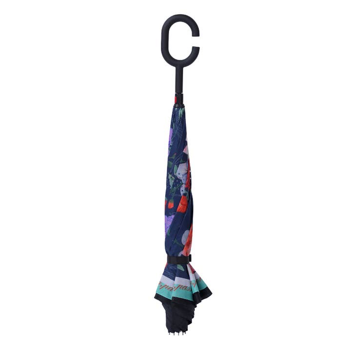 PEACH ACCESSORIES - Wholesale Umbrella - Women's - F975 Blue Chrysanthemum upside down umbrella