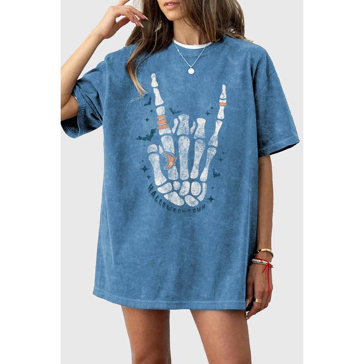 HRTandLUV - Wholesale Screen Printed T-Shirt - Women's - SKELETON HAND OVERSIZED MINERAL GRAPHIC TEE2