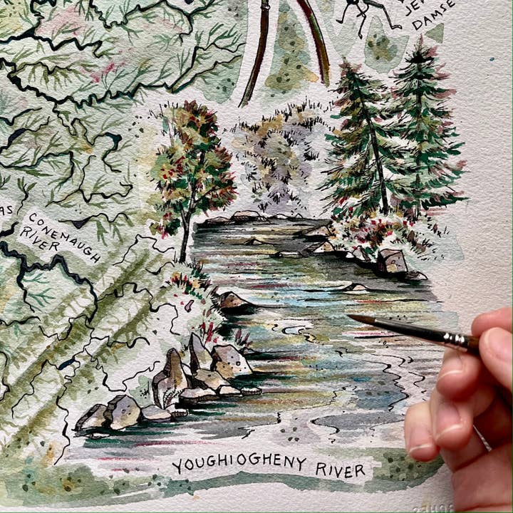 Rosalie Haizlett Illustration - Vente Affiche d'art - Bassins versants de la Pennsylvanie occidentale - Carte illustrée4