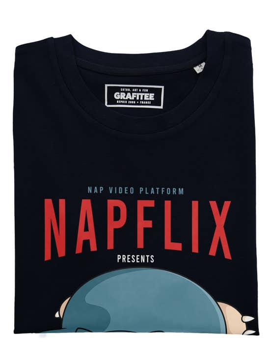 Black Napflix T-shirt - Funny graphic tee for wholesale on Faire1