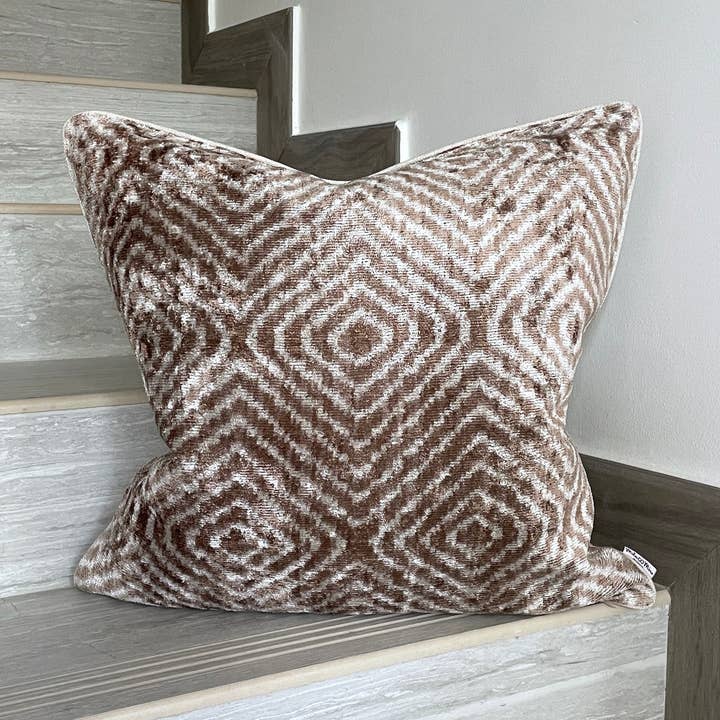 Velvet Ikat Cushion Beige Zebra | Velvet Ikat Pillowcase for wholesale by Mila∞Miro by Emelie