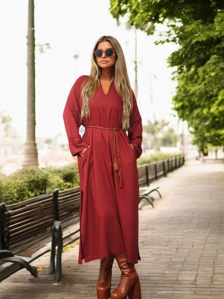 SHE CONCEPT – wholesale Klänning - Dam – VINRÖD TUNIKAKLÄNNING