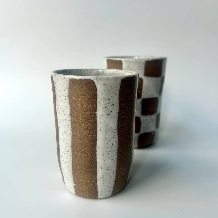Sarah Mennell Ceramics - Wholesale Drinking Glass/Cup - Handmade Ceramic Tumbler – Stripes2