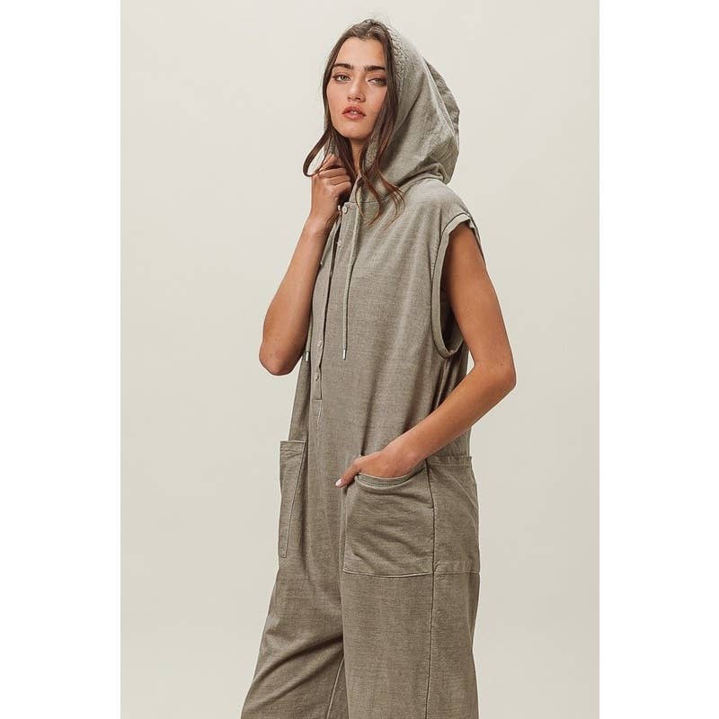 VINTAGE TAUPE FRENCH TERRY JUMPSUIT for wholesale on Faire2