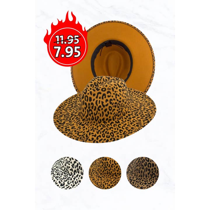 Suzie Q USA - Wholesale Fedora - Women's - Big Brim Peach Heart Top Leopard Jazz Fedora Hat15