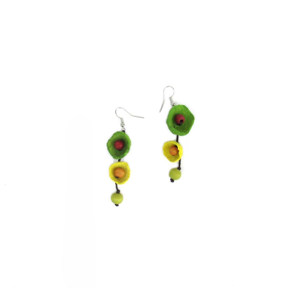 Katie and Company - Wholesale Dangle Earrings - Sangria Paper-Maché flower earrings