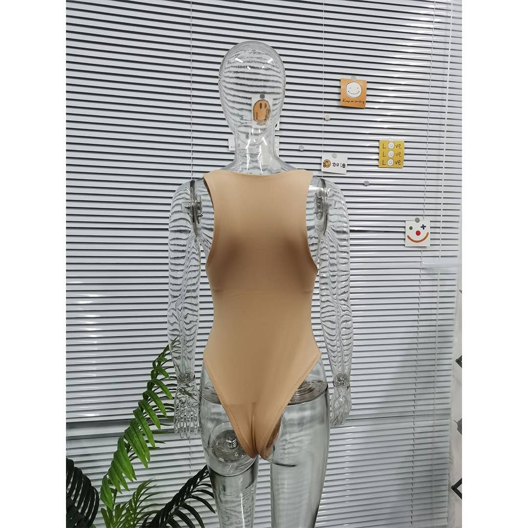 UNISHE – wholesale Bodysuit – Women’s – Sexy Off-Shoulder Solid Sleeveless Shapewear Bodysuit ZK298910