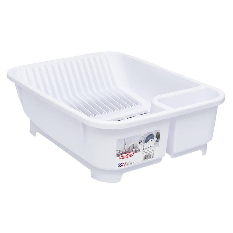 Deluxe Import Trading - Wholesale Dish Drying Mat/Rack - Sterilite Easy-Drain Dish Drying Rack  White  18.25 inL0